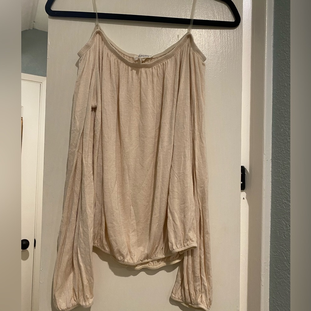 Nude off the shoulder blouse